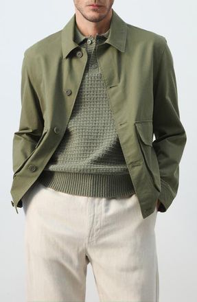 Mango Cotton Blend Jacket in Khaki Green at Nordstrom, Size X-Large