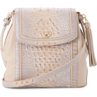 Brahmin Margo Croc Embossed Leather Crossbody Bag in Pearl Admire at Nordstrom