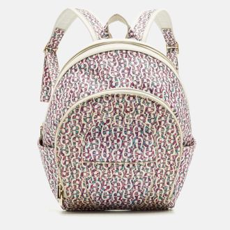 Aigner Icon Magenta/white Signature Printed Coated Canvas Backpack