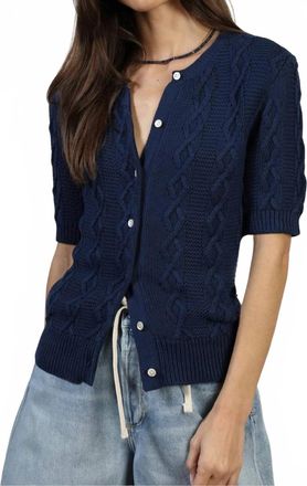 Dylan Cable Knit Cardigan In Navy