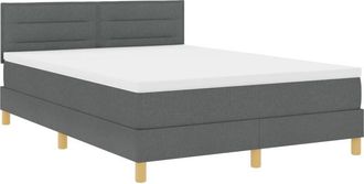 vidaXL Box Spring Bed with Mattress Dark grey 140 x 200 cm Fabric vidaXL