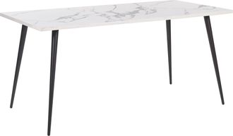 Beliani Beliani - Mesa De Comedor Efecto M&aacute;rmol Blanco Con Patas De Metal Negras Rectangular 120 X 80 Cm Para 6 Personas Estilo Glamour Moderno Santiago