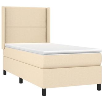 vidaXL Vidaxl - Cama Box Spring Colch&oacute;n Y Luces Led Tela Crema 90x200 Cm