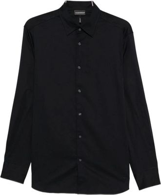 Emporio Armani Pima Stretch Shirt - Heren - Zakelijke Overhemden - Blauw - S - Katoen - Overhemden