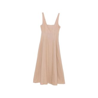 Twinset Midi Dresses, female, Beige, Size: M Square Neck Panelled A-Line Dress