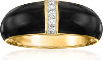 Ross-Simons Black Enamel Dome Ring With Diamonds in 18kt Gold Over Sterling