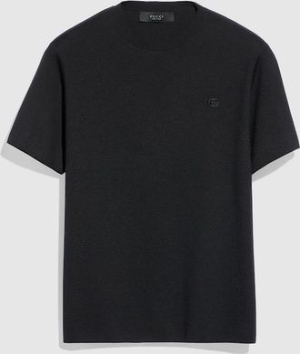 Gucci Knit Silk Cotton T-shirt With Embroidery, Size XXXL, Black, Ready-to-wear