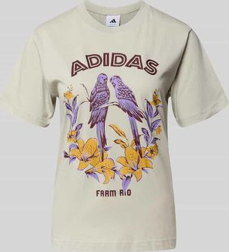 adidas T-Shirt mit Motiv-Print und Rundhalsausschnitt in Mittelgrau, Größe XL