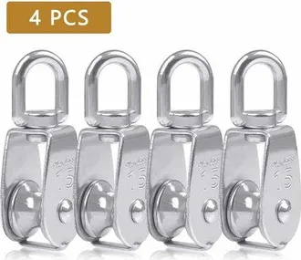 OEM Puleggia Singola In Acciaio Inox Per Cavo Da 15 Mm - Ideale Per Arrampicata, Sollevamento E Carico - Portata 35 Kg - Confezione Da 4
