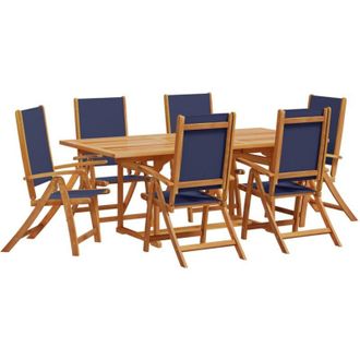 vidaXL Juego Comedor De Jard&iacute;n 7 Pzas Madera Maciza Acacia Y Textileno Vidaxl