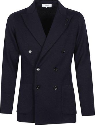 Lardini Double-Breasted Virgin Wool Knit Blazer