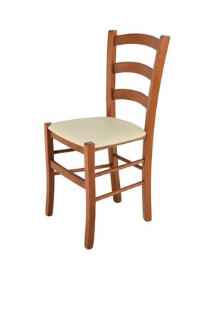Tommychairs Tommychairs Silla Venice En Haya Cerezo, Asiento Polipiel Marfil