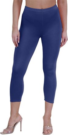 Janisramone Womens Ladies New Plain Stretchy 3/4 Leggings Workout Tight Gym Cropped Capri Active Pants Navy