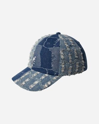 Kangol Unisex Denim Mash Up Patchwork Baseball Cap In Medium Blue