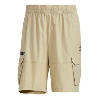 adidas Mens adidas neo Athleisure Casual Sports Solid Color Woven Cargo Pocket Shorts Khaki HC9743