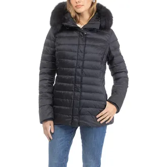 Gorski Apres-Ski Horizontal Short Jacket With Detachable Genuine Shearling Hood Trim in Black/black at Nordstrom, Size X-Large