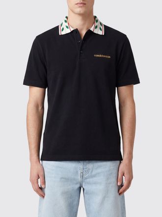 Casablanca Polo in cotone con colletto a righe e logo ricamato