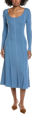 Elie Tahari Deep Scoop Neck A-Line Midi Dress
