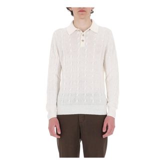 Barba Round-neck Knitwear, male, White, Size: 2XL Polo-maglieria