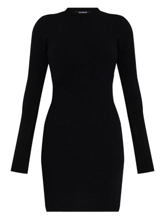 Balmain ribbed long-sleeve dress - Black