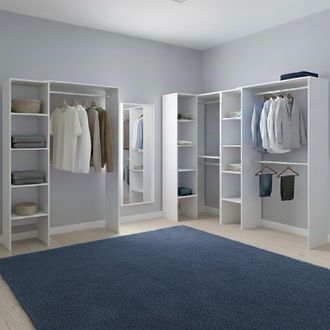 Dmora Armario Grande Comano, Ropero Dormitorio 13 Estantes, Colgador, Modular, 369x187h Cm Blanco