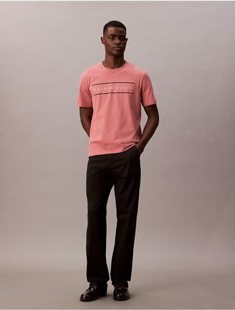 Calvin Klein Jeans Calvin Klein Mens Stripe Logo Graphic Classic T-Shirt - Pink - XL