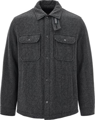Woolrich Grey Alaskan Herringbone Padded Wool Shirt Jacket