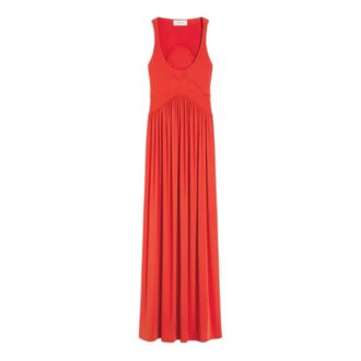 Sportmax Sportmax, Maxi Dresses, female, Red, Size: XS Gathered Jersey Maxi Dress