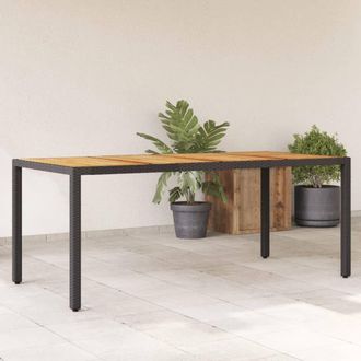 Berkfield Home Garden Table with Acacia Wood Top Black 190x90x75 cm Poly Rattan | Size: 190 x 90 x 75 cm