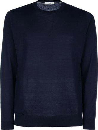 Paolo Pecora Blauwe Sweatshirt Casual Stijl - Heren - Ronde hals truien - Blauw - 3XL - Truien & Vesten