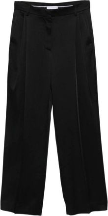 Stella McCartney Pantalones Rectos de Sat&eacute;n con Pliegues - Trousers - Mujer - Negro - XS
