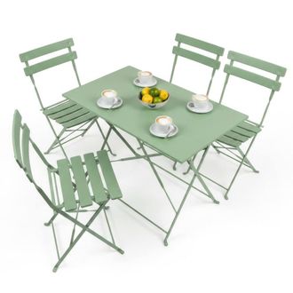 Harbour Housewares 5 Piece Sussex Folding Patio Bistro Set in Green