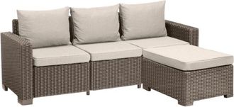 Keter California 3 Seater Chaise Longue Lounge Set - Cappuccino