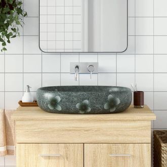 Berkfield Home Countertop Basin Blue Oval 59x40x14 cm Ceramic | Size: 59 x 40 x 14 cm