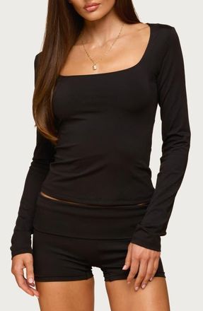 Edikted Hayden Long Sleeve Top in Black at Nordstrom, Size X-Small