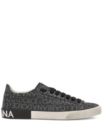 Dolce & Gabbana Portofino Leather And Fabric Low-Top Sneakers