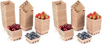 OEM 120 Cestas De Fibra De Pulpa Para Bayas, Para Fresas, Ar&aacute;ndanos, Frambuesas, Uvas, Cerezas, Contenedores Para Cestas De Frutas Y Verduras