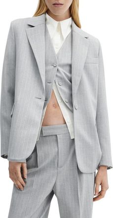 Mango Pinstripe Jacket in Medium Heather Grey at Nordstrom, Size Xx-Small
