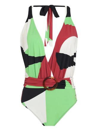 Brigitte Vivi geometric-print swimsuit - Green