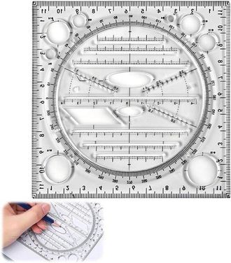OEM Stencil Geometrico Multifunzionale Da 12 Cm - Stencil Grafico Per La Scuola - Stencil Circolare Geometrico Flessibile