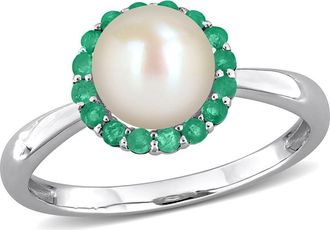 Delmar Semiprecious Stone & Cultured Pearl Ring in Green at Nordstrom Rack, Size 6