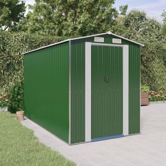 Berkfield Home Garden Shed Green 192x357x223 cm Galvanised Steel | Size: 192 x 357 x 223 cm