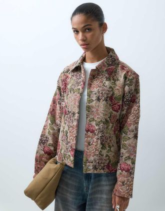Jack & Jones sovracamicia jacquard con stampa floreale-Multicolore