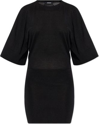 Jacquemus Wollen Jurk Met Geborduurd Logo - Dames - Kleedjes - Zwart - 2XS - Wol - Kleedjes