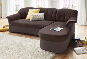 Domo Collection Ecksofa »Elva, zeitlose Formensprache, elegante Rückensteppung, L-Form« wahlweise mit Bettfunktion und Federkern
