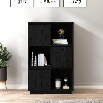 Berkfield Home Highboard Black 74x35x117 cm Solid Wood Pine | Size: 74 x 35 x 117 cm