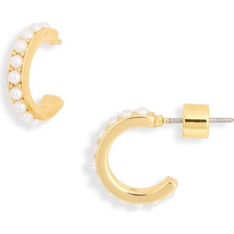 Electric Picks Breeze Faux Pearl Hoop Earrings in Gold at Nordstrom Rack