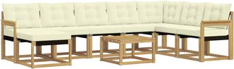 vidaXL Conjunto De Sof&aacute;s De Exterior 9 Uds. Blanco Y Crema Vidaxl