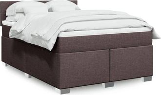 vidaXL Vidaxl - Cama Box Spring Con Colch&oacute;n Tela Marr&oacute;n Oscuro 140x200 Cm