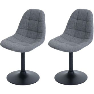 Hhg Juego De 2 Sillas De Comedor Hhg 842, Silla De Cocina Silla Giratoria, Acero Mvg Tela/textil Boucl&eacute; (450g/m&sup2;), Gris Oscuro